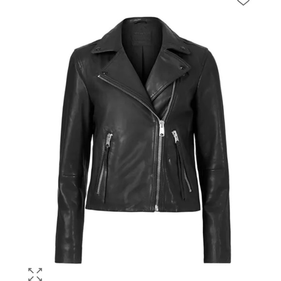 All Saints Jackets & Blazers - ALLSAINTS Women's Dalby Slim Fit Leather Biker Jacket Black Lamb Leather- Size 4